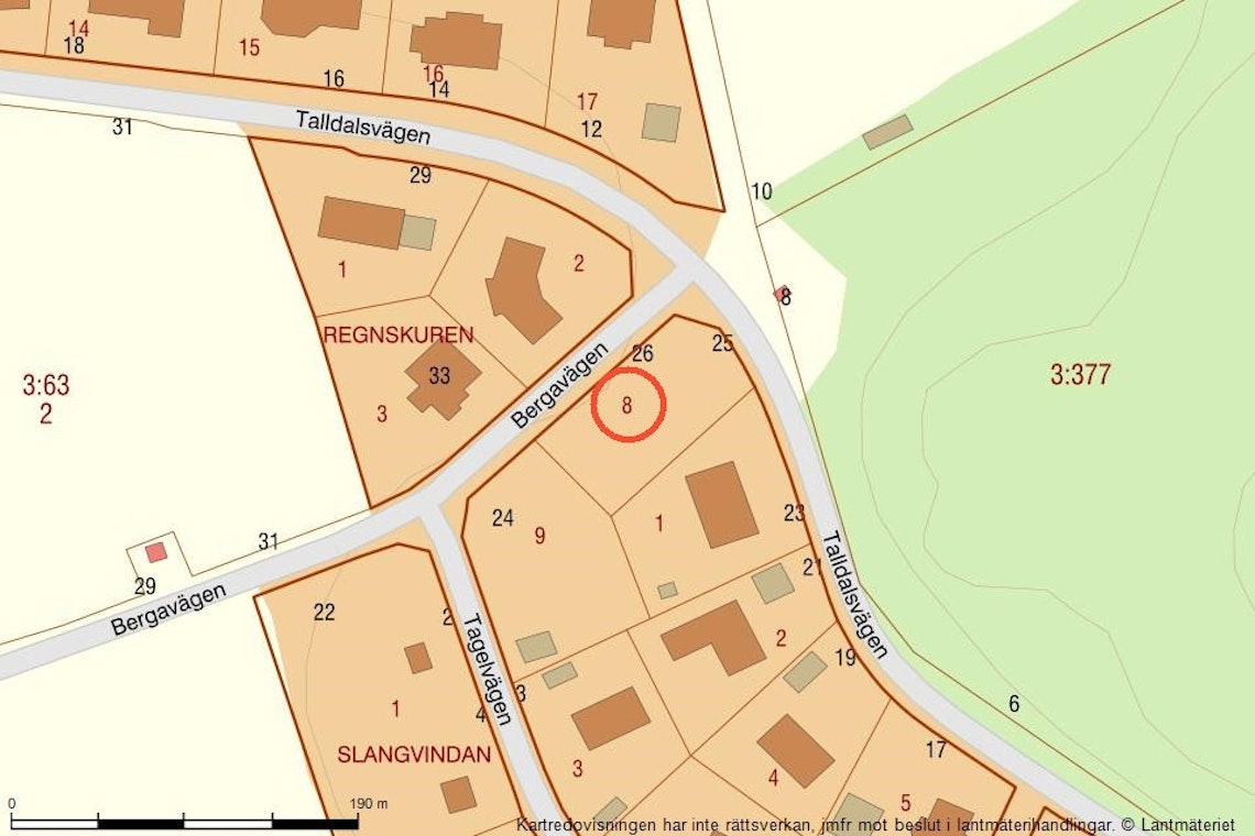 Fastighetskarta med cirkel