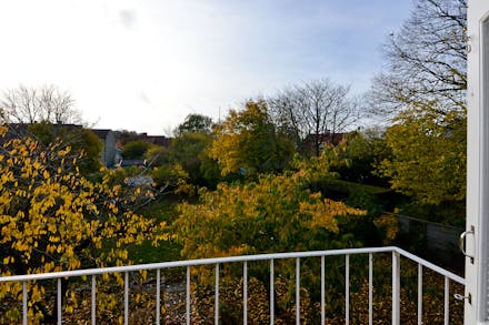 Utsikt över den egna trädgården från balkongen