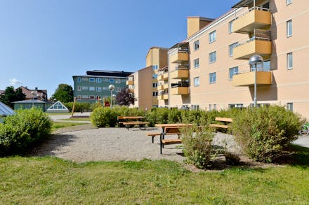 Föreningens härlig innergård med lekplats och fina umgängesytor.