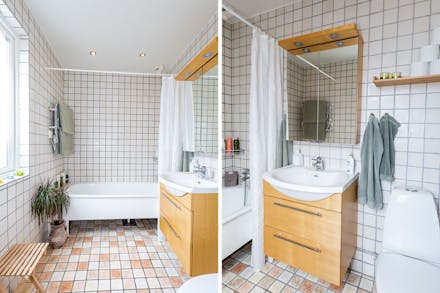 Renoverat badrum i gott skick med golvvärme